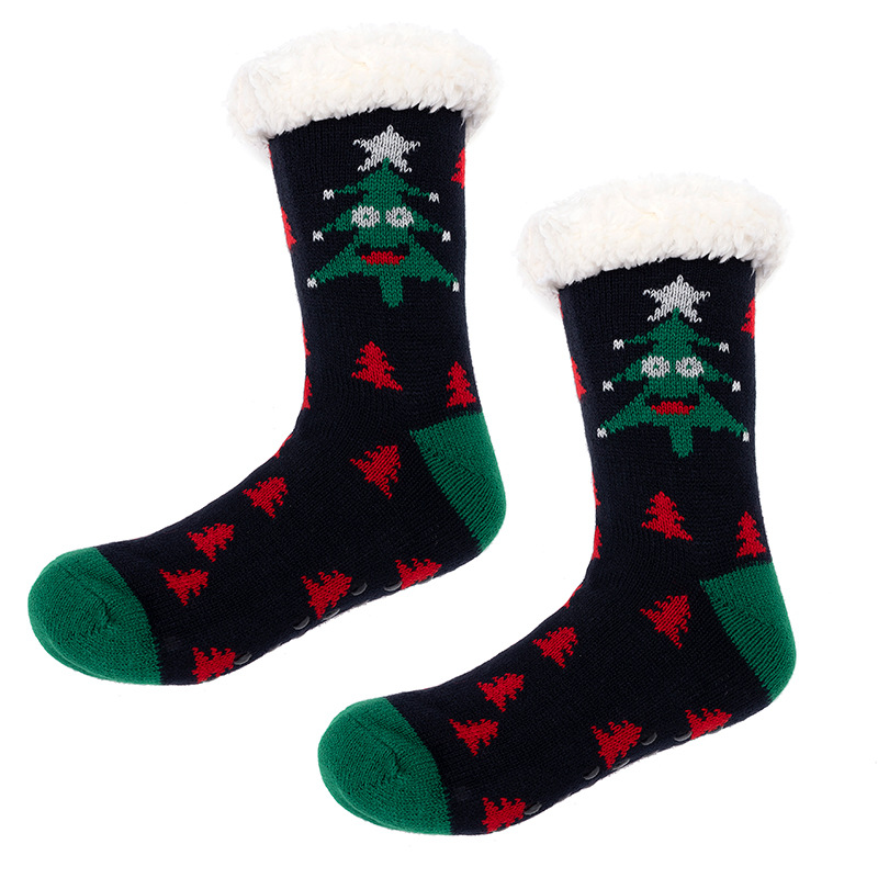 Winter Christmas Style Plus Velvet Padded Floor Socks