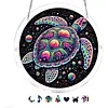 (18.5cm)DIY Acrylic Jigsaw Puzzle Window Hanging with Hanging Chain DIY Stained Glass Decoration Round Window Puzzle Decor for DIY Craft Project (Turtle)