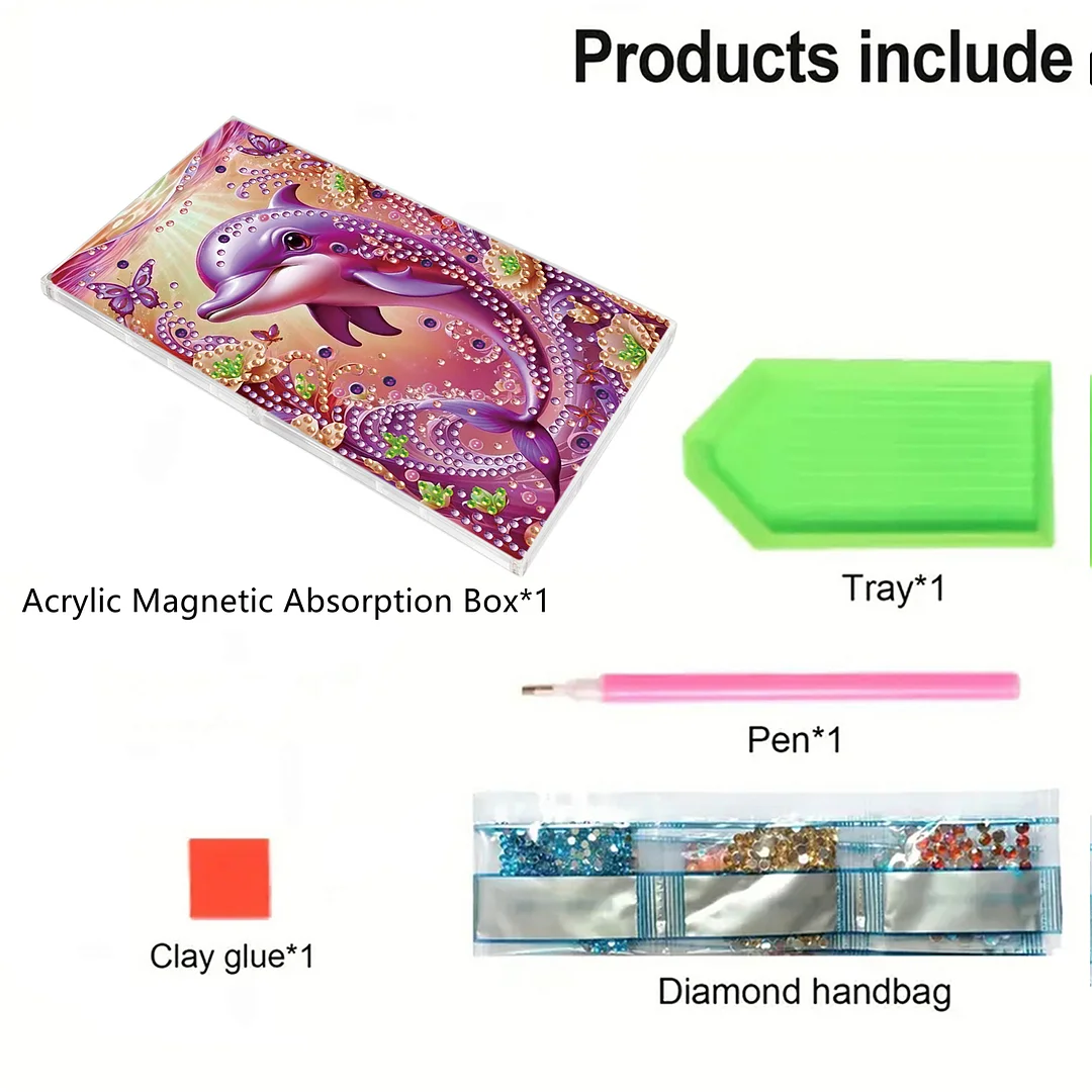 2pcs DIY 5D Diamond Painting Acrylic Jewelry Box Kit Gift for Adults (Animal A)