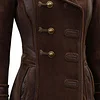 Women's Retro Double-breasted Design Contrast Color Stitching Stand Collar Mid-length Jacket Top by Inlyline