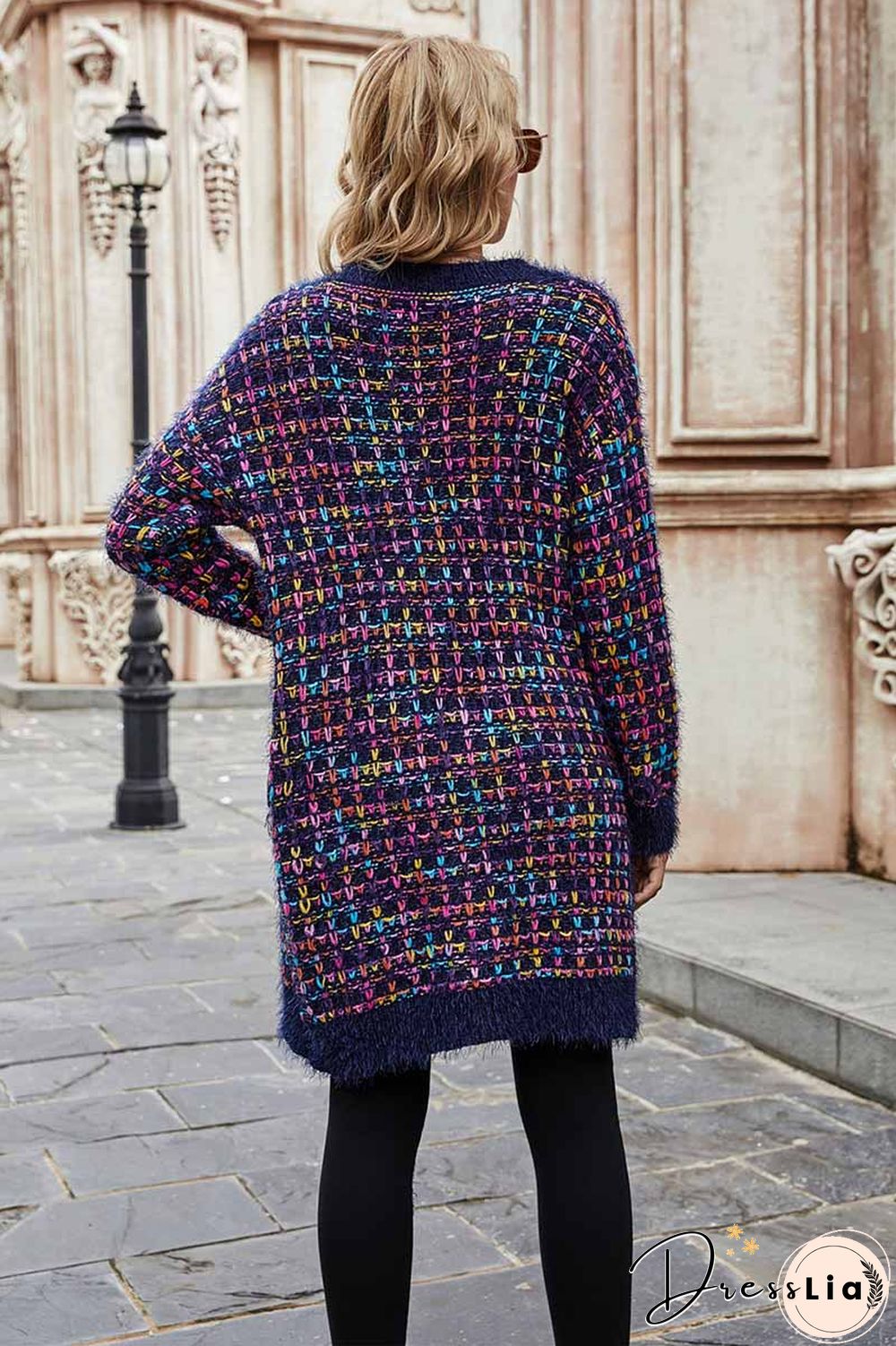 Color Contrast Knit Coat