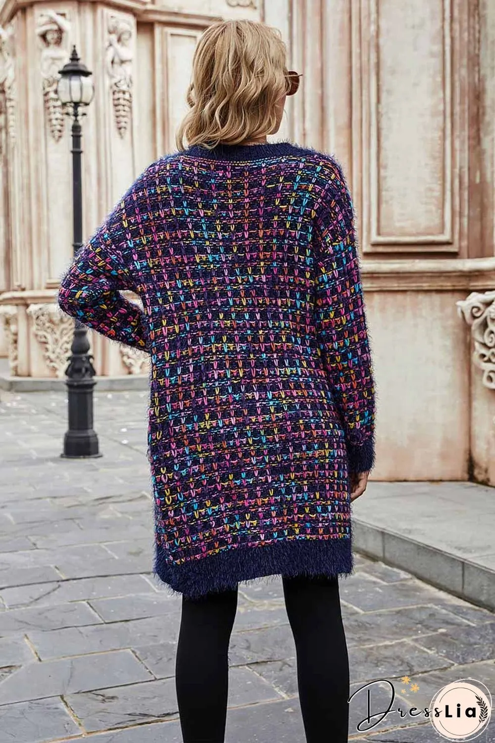 Color Contrast Knit Coat