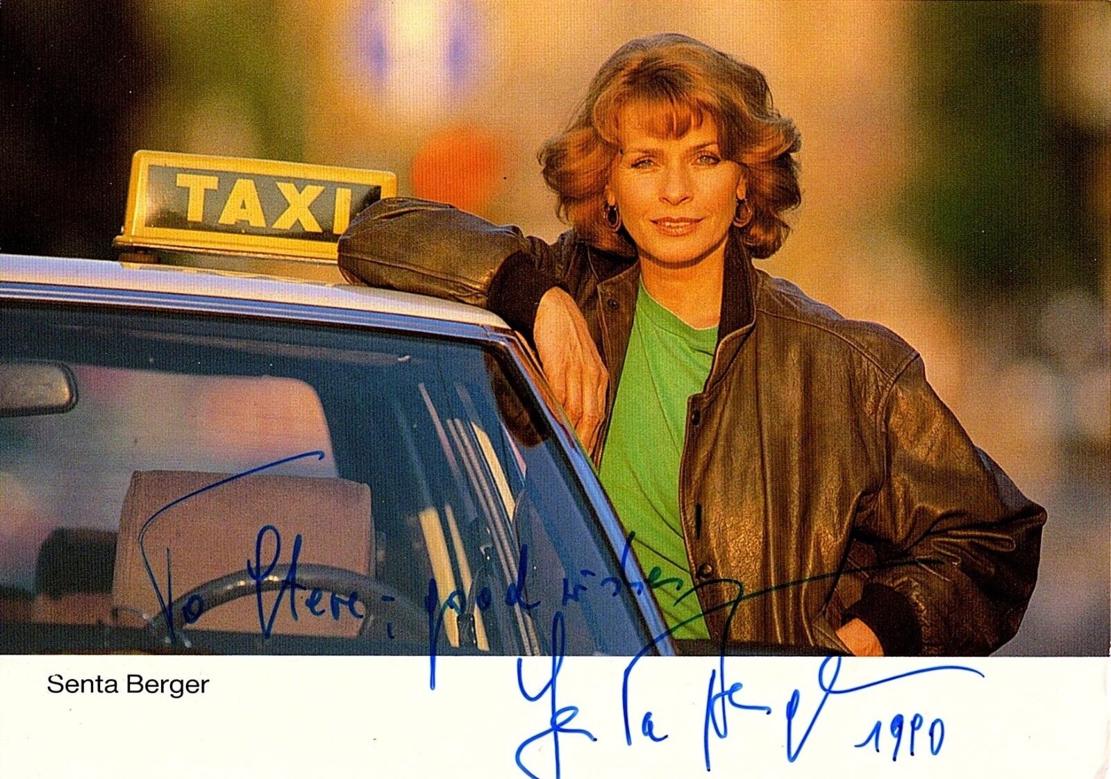 SENTA BERGER AUTOGRAPHED Hand SIGNED 4x6 POSTCARD Photo Poster painting Actress Gerdi To Steve