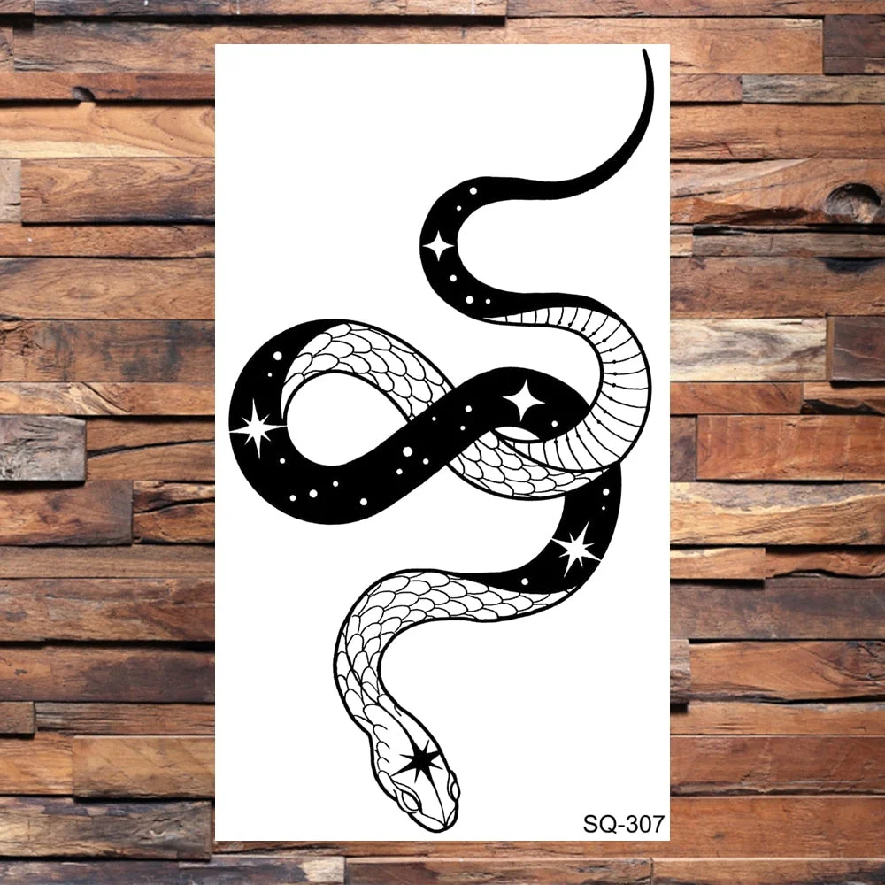 Black Dragon Temporary Tattoos For Men Women Realistic Scorpion Snake Fake Tattoo Sticker Body Arm Water Transfer Tatoos DIY