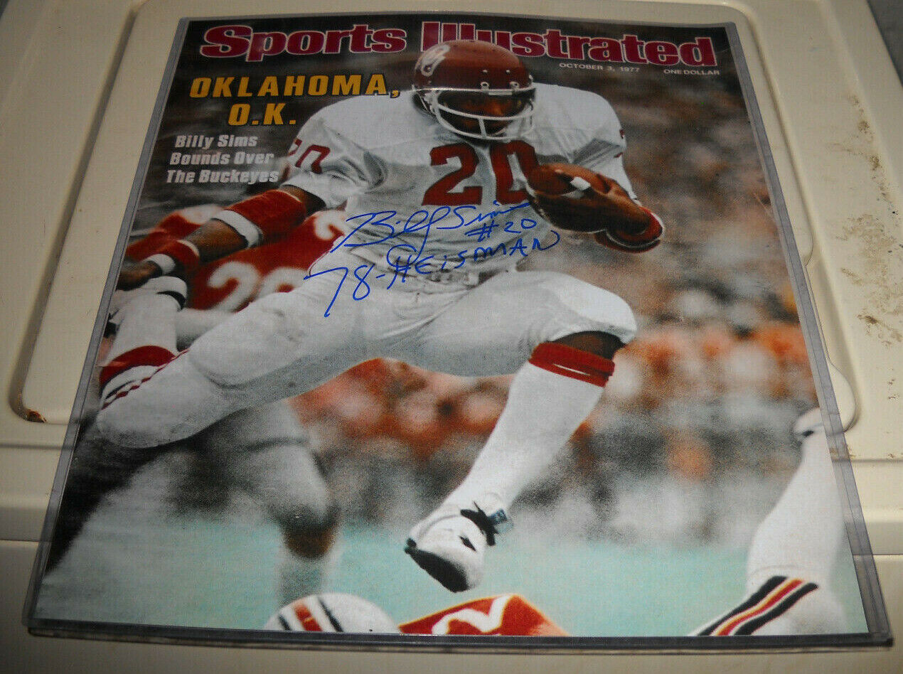 BILLY SIMS AUTOGRAPH SIGNED 16X20 Photo Poster painting OKLAHOMA SOONERS 1978 HEISMAN COA