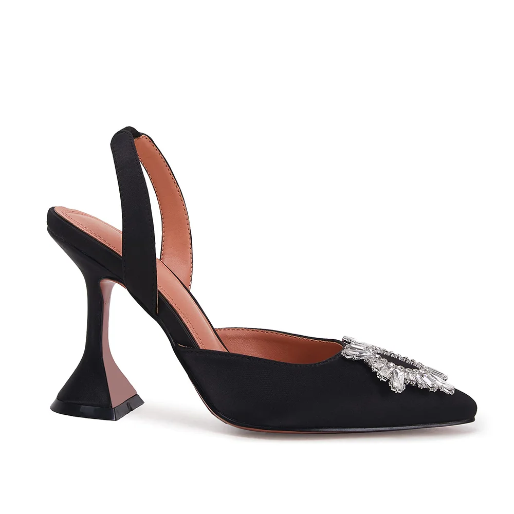 95mm Begum Crystal Party Wedding Slingback Women's Pumps-MERUMOTE