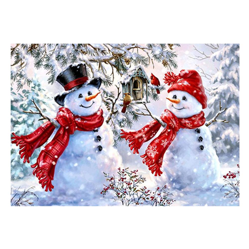 

40*30CM - Cute Snowman - Round Drill Diamond Painting, 501 Original