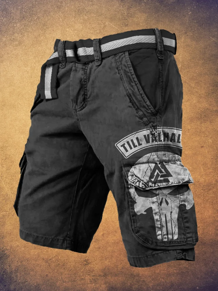 Comstylish Till Valhalla & Skull Viking Pattern Men's Work Shorts