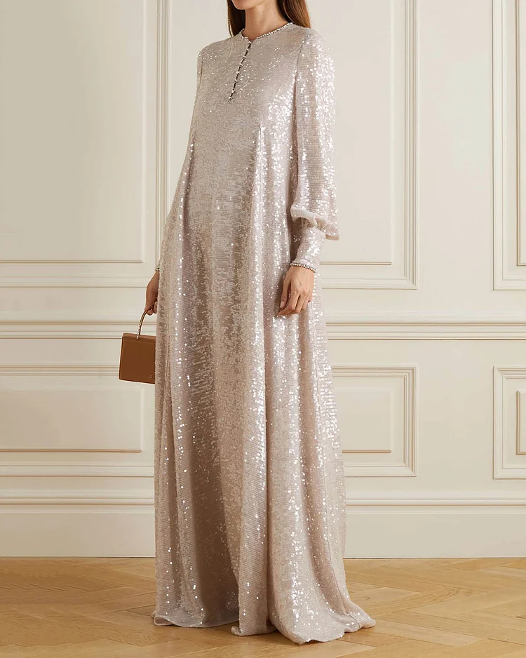 Elegant sequin button kaftan