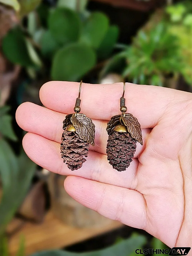 Vintage Natural Dried Fruit Tassel Earrings