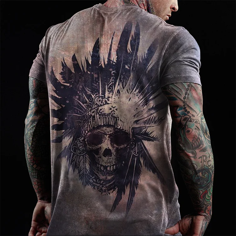 3D Skull Indians Mens Classic T-Shirt
