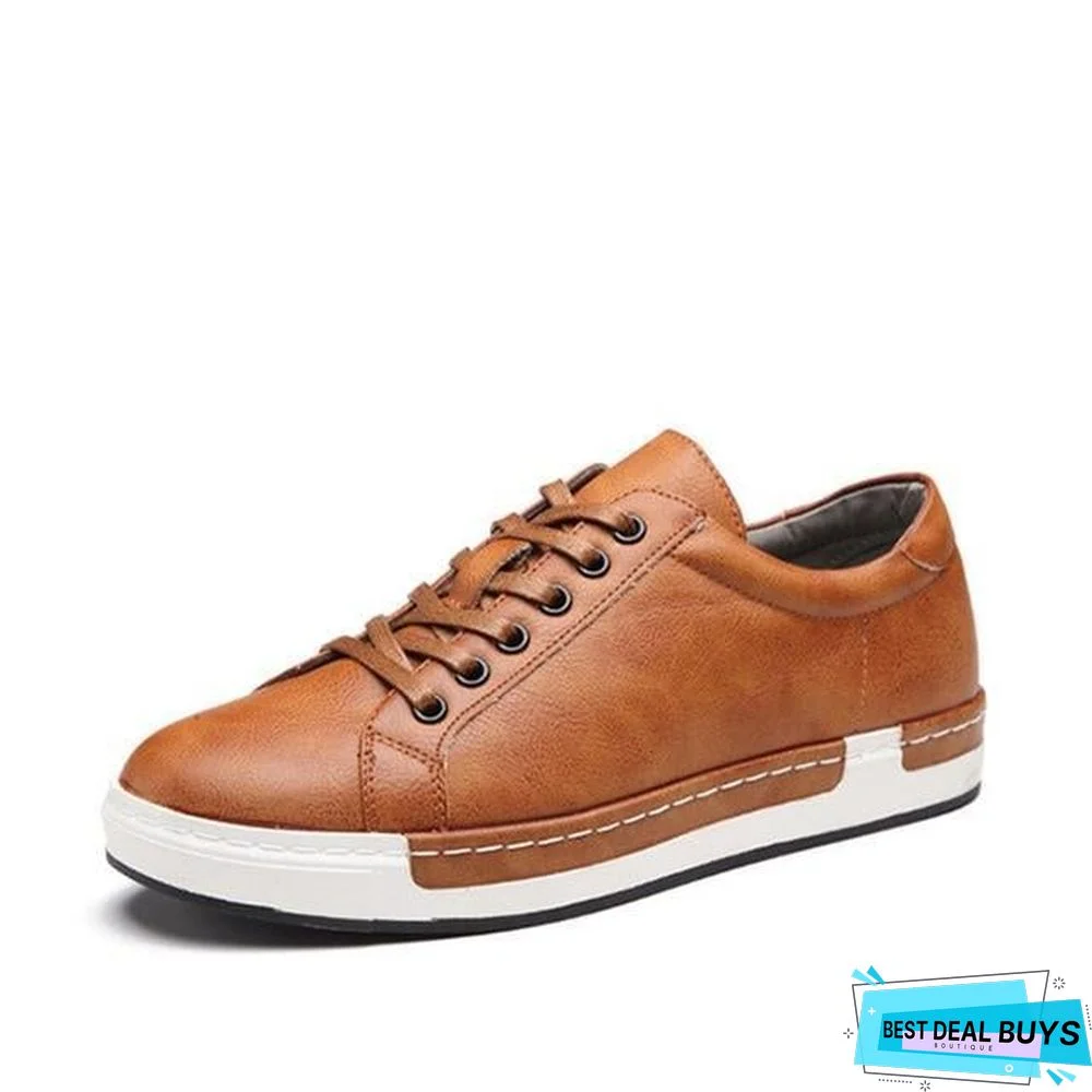 Casual Shoes Men Fashion Vintage Shoes Brown Brand Male Shoes Genuine Leather Men's Leisure Shoes
