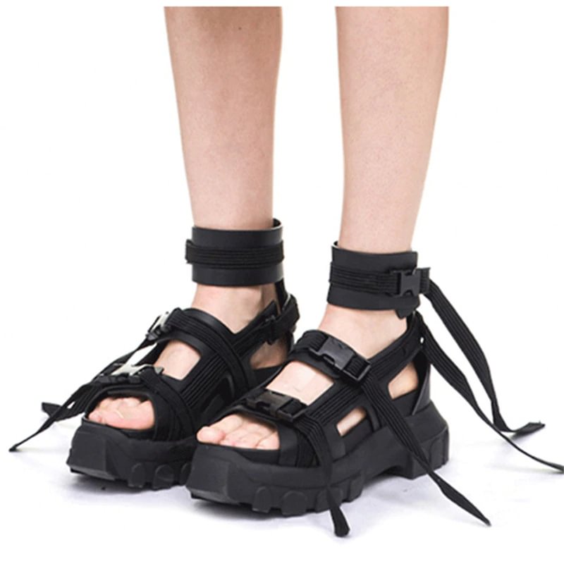 Yyvonne High Tops Summer Sandals Women Platform Creepers 6CM Heel Wedge Shoes Woman Ankle Strap Sandalias Mujer Sneakers