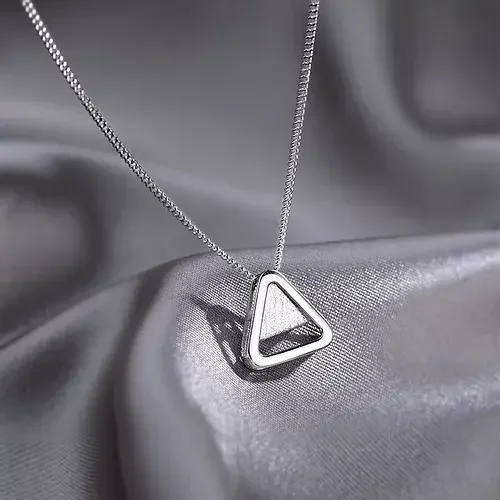S925 Sterling Silber Dreieck Anhänger Halskette