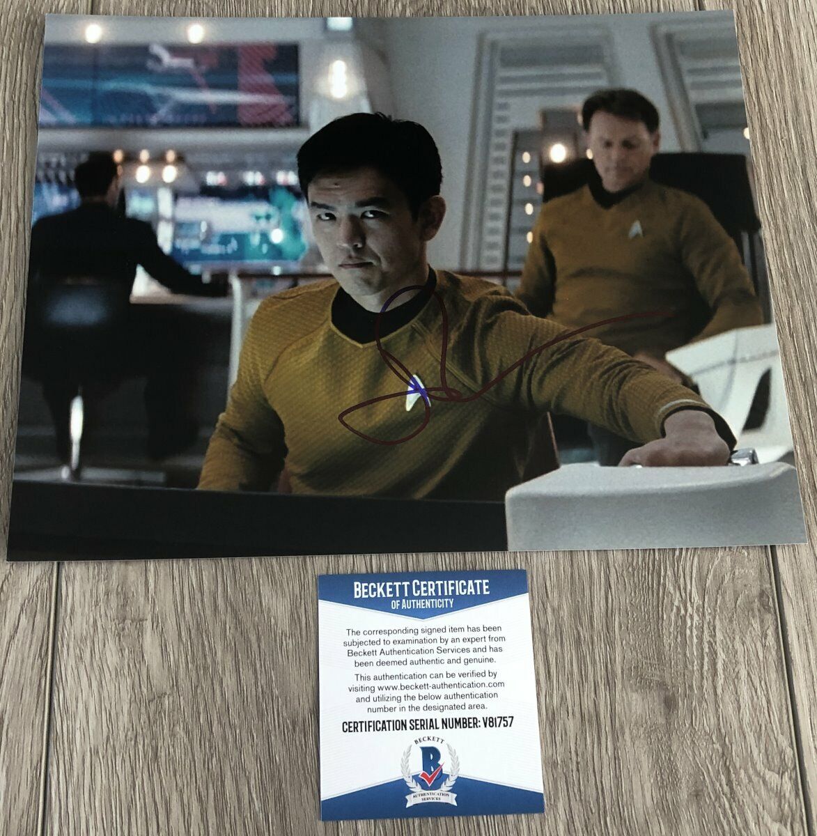 JOHN CHO SIGNED AUTOGRAPH STAR TREK SULU 8x10 Photo Poster painting wEXACT PROOF BECKETT BAS COA