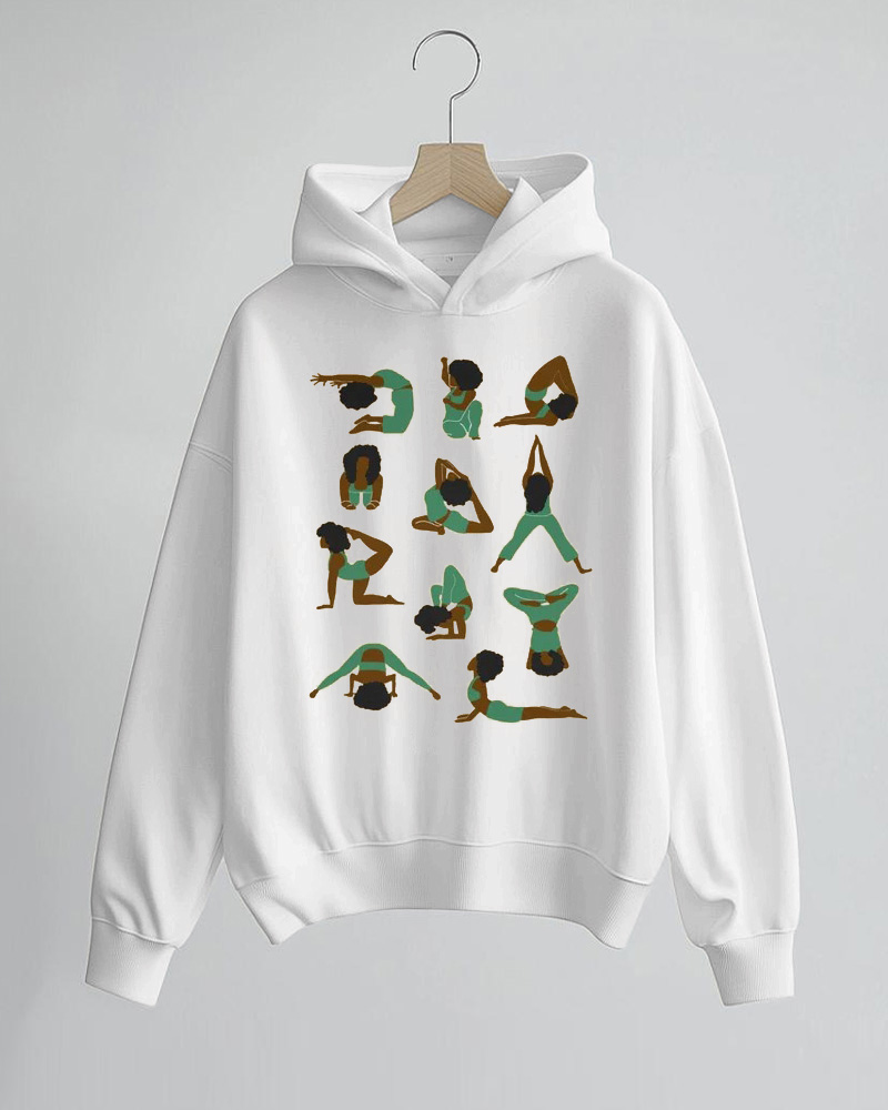 Afro Woman Yoga Long Sleeve Hoodie