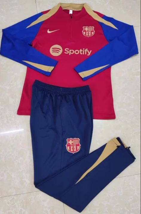 2023/2024 Barcelona Half-Pull Training Suit Red-blue Jersey Set