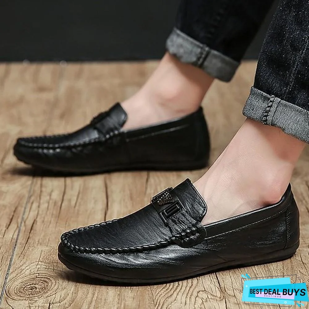 Men's Summer Daily Loafers & Slip-Ons Pu White / Black / Gray