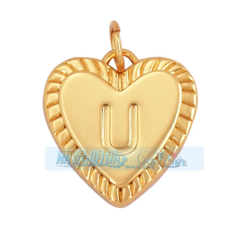 1 Piece 15 * 19mm Hole 5~5.9mm Copper Zircon Letter Heart Shape Pendant Jewelry Accessories