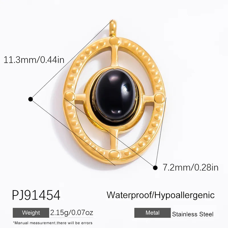 1 Piece 6.7*9.9mm 304 Stainless Steel Natural Stone Geometric Pendant Jewelry Accessories