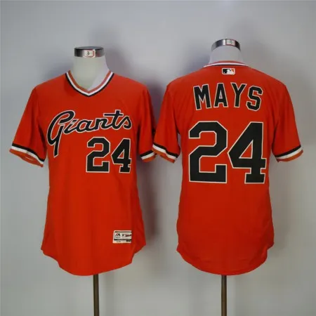 Men's San Francisco Giants #24 Willie Mays Orange Throwback Flexbase Stitched MLB Jersey 79AA