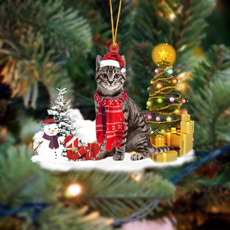 VigorDaily Tabby Cat Christmas Ornament SM029