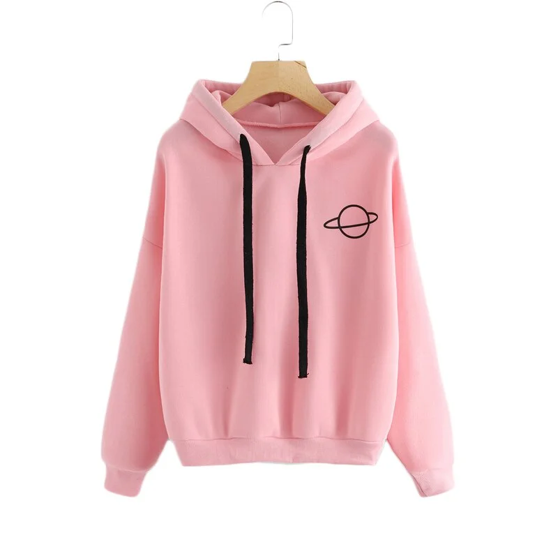 Women Hoodies Fashion Finger Heart Love Pattern Hooded Sweatshirts Autumn Winter Casual Drawstring Long Sleeve Female Pullovers