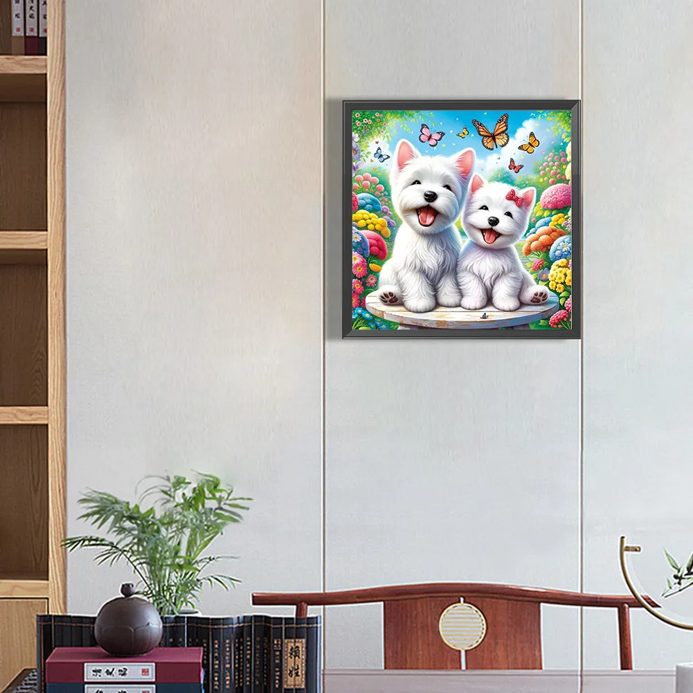 Partial AB Diamond Painting - Full Round Drill - Happy Dogs(Canvas|35*35cm)
