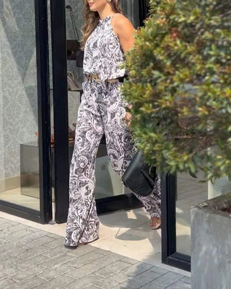 Printed Sleeveless Jumpsuit