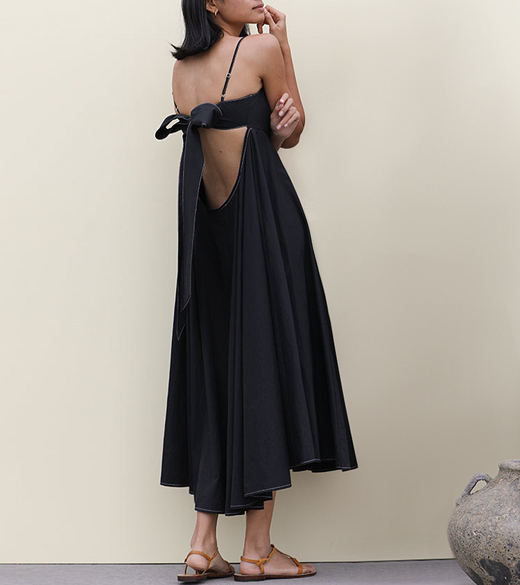 Backless Bowknot Chic Slip Beach Dress