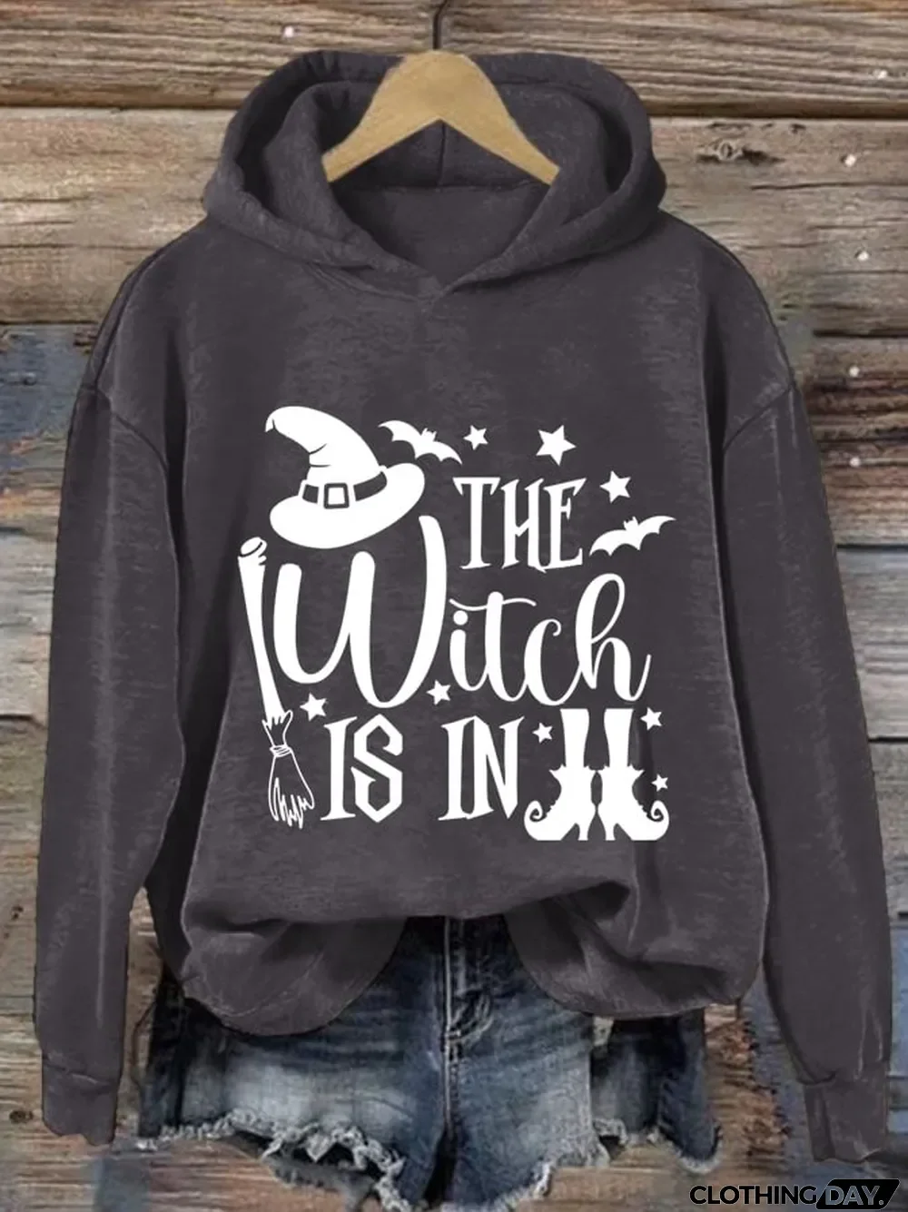 Women'S The Witch Is In Halloween Print Casual Hoodie