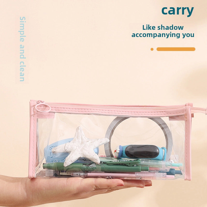 Pvc Student Stationery Storage Transparent Pen Bag Wind Cosmetic Bag Exam Transparent Zipper Pencil Bag