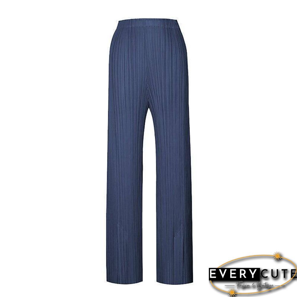 summer autumn casual split aesthetic black pants women's simple loose stretch pleated trousers straight trousers