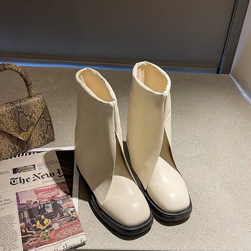 Women's Modern Boots 2021 Peculiar Personality Motorcycle Boots  Ladies Fashion Street Slip-on Ankle Boots Women Boots