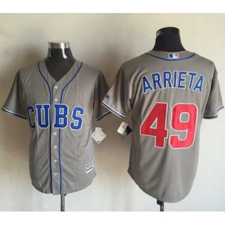 Cubs #49 Jake Arrieta Grey New Cool Base Stitched MLB Jersey BQNC