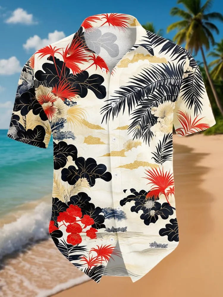 Men's Hawaii Style Tropical Plants Art Print Short Sleeve Shirt