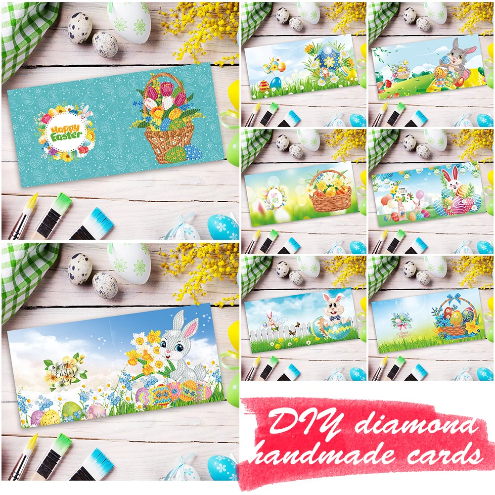 8pcs Diamond Painting Greeting Festival Cards Special Shaped Drill