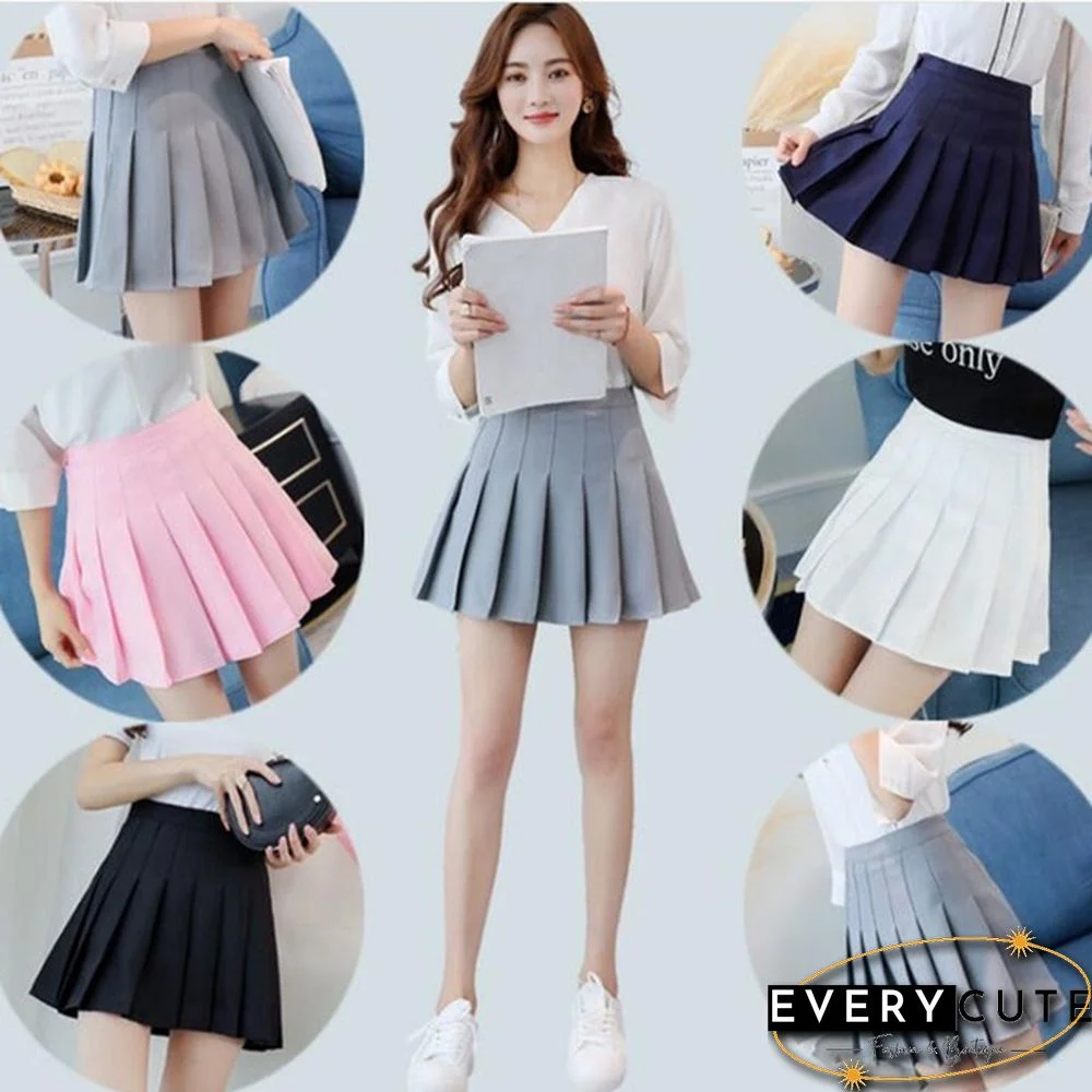 Women Fashion Summer High Waist Pleated Skirt Wind Cosplay Skirt