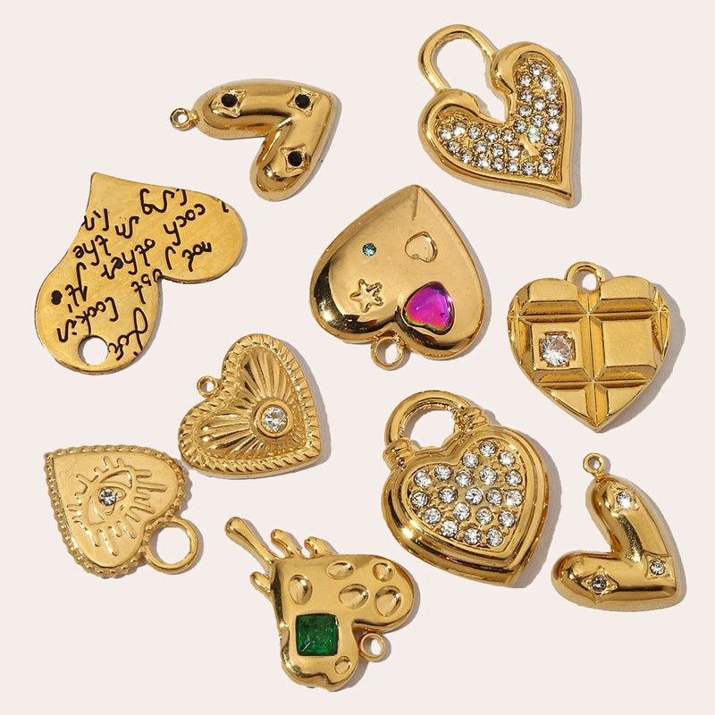 3 PCS/Package Titanium Steel Letter Heart Shape Pendant Jewelry Accessories