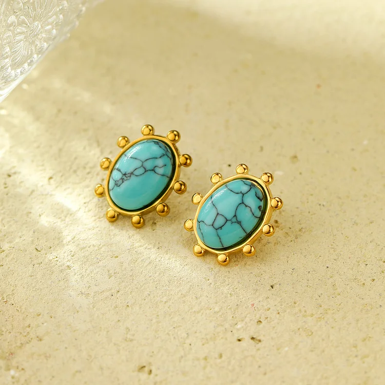 Turquoise Titanium Steel Earrings