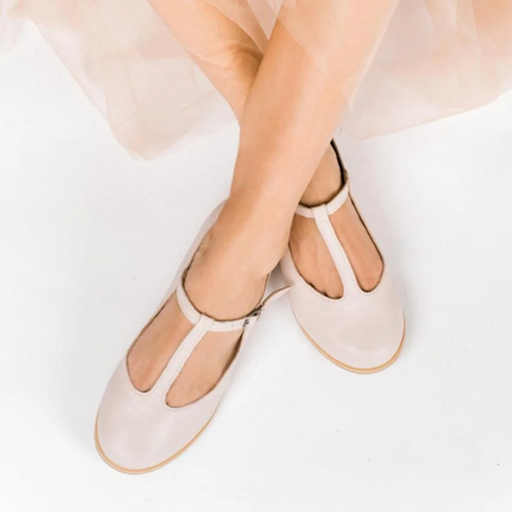 Qengg New INS Retro Casual T-strap Flats Daily Elegant Solid Leisure Flats Women 2020 Casual Low Heels Shoes Woman