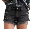 Ladies Casual Ripped Finged Shorts Jeans