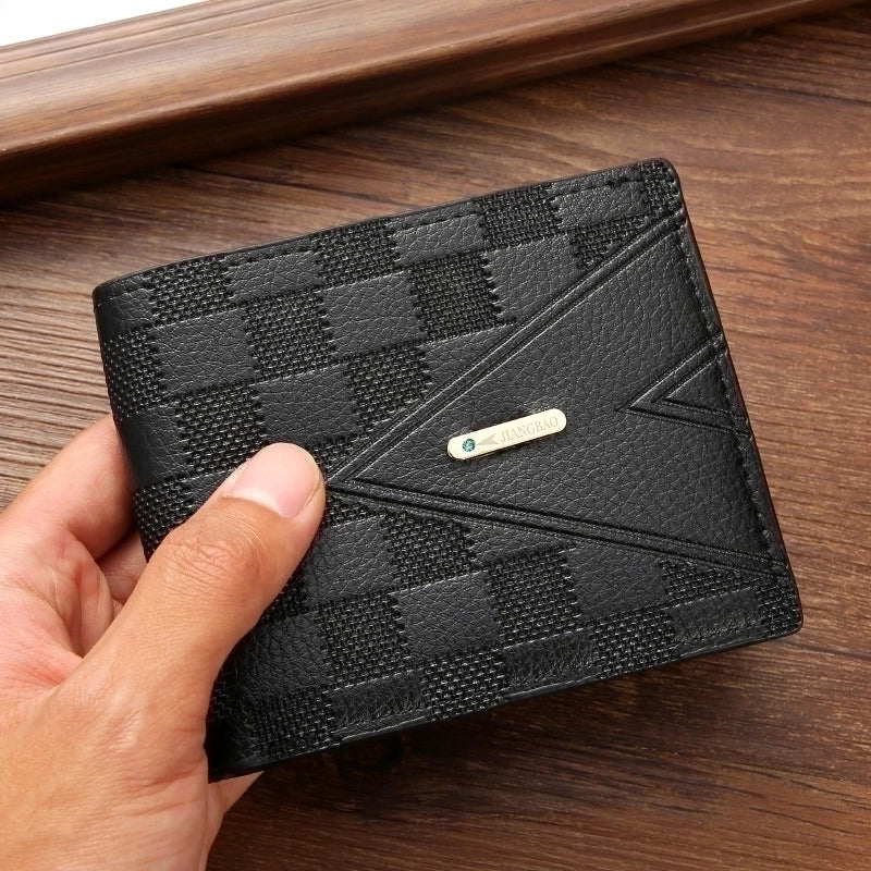 Men’s Lattice Pu Leather Open Wallets