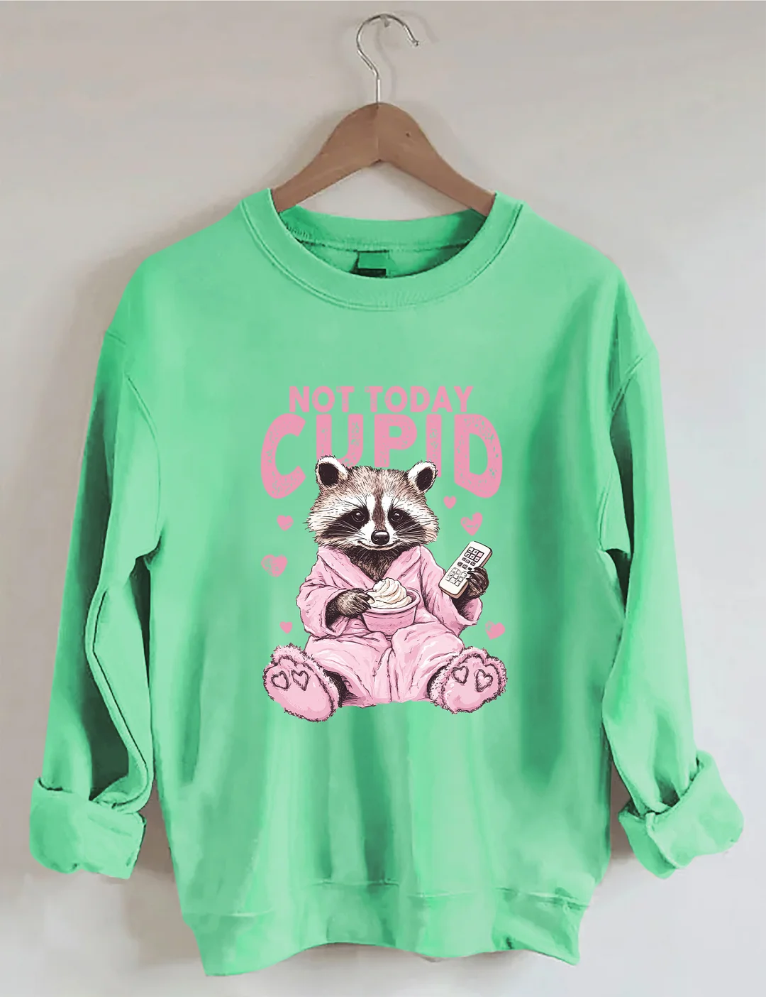 Not Today Cupid Snarky Raccoon Valentine's Day Sweatshirt