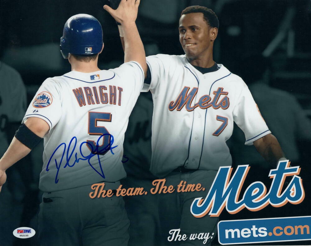 DAVID WRIGHT SIGNED AUTOGRAPH 11X14 Photo Poster painting - NEW YORK METS LEGEND, JOSE REYES PSA