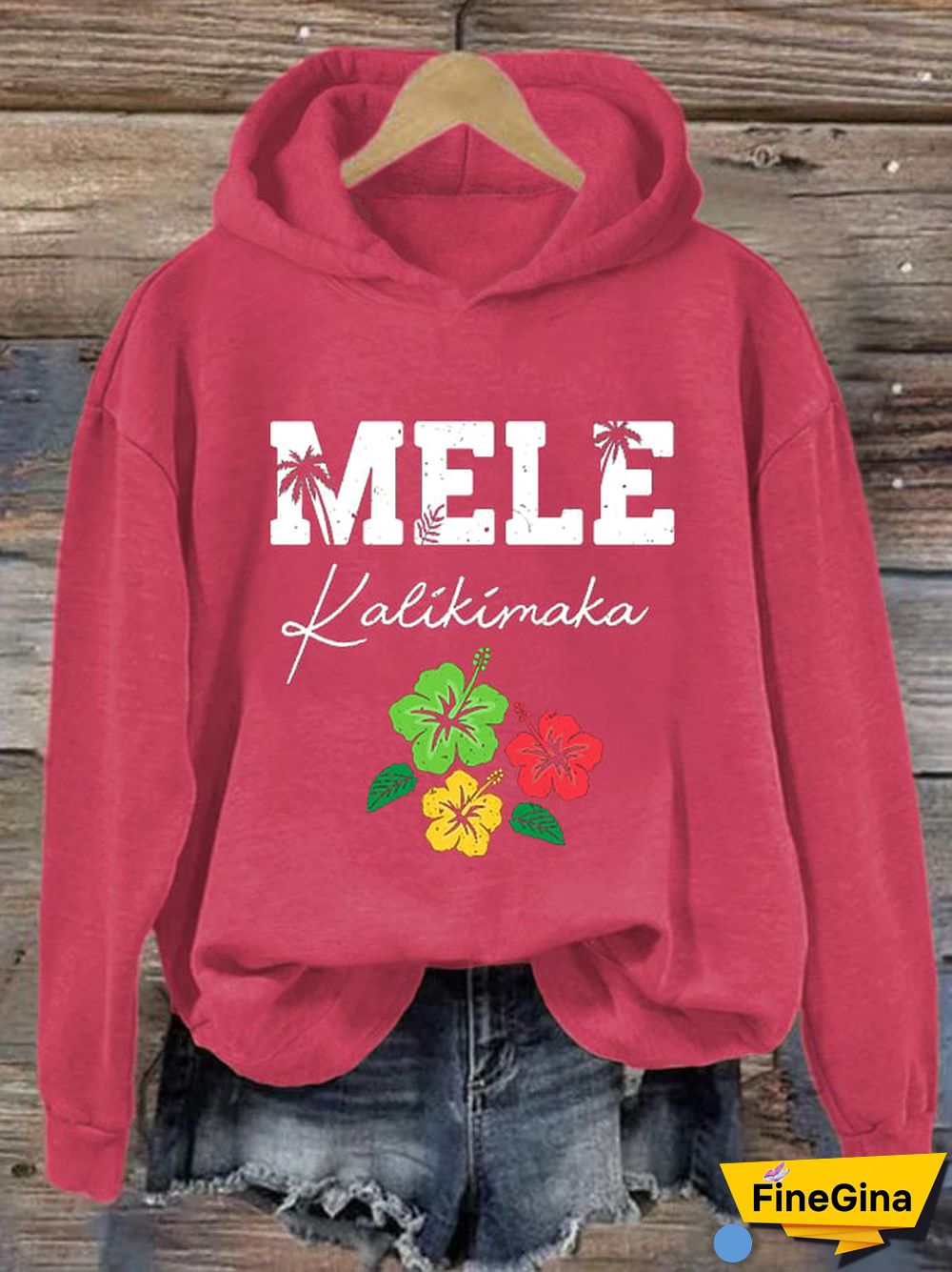 Women's Hawaiian Christmas Mele Kalikimaka Hibiscus Palm Tree Hoodie