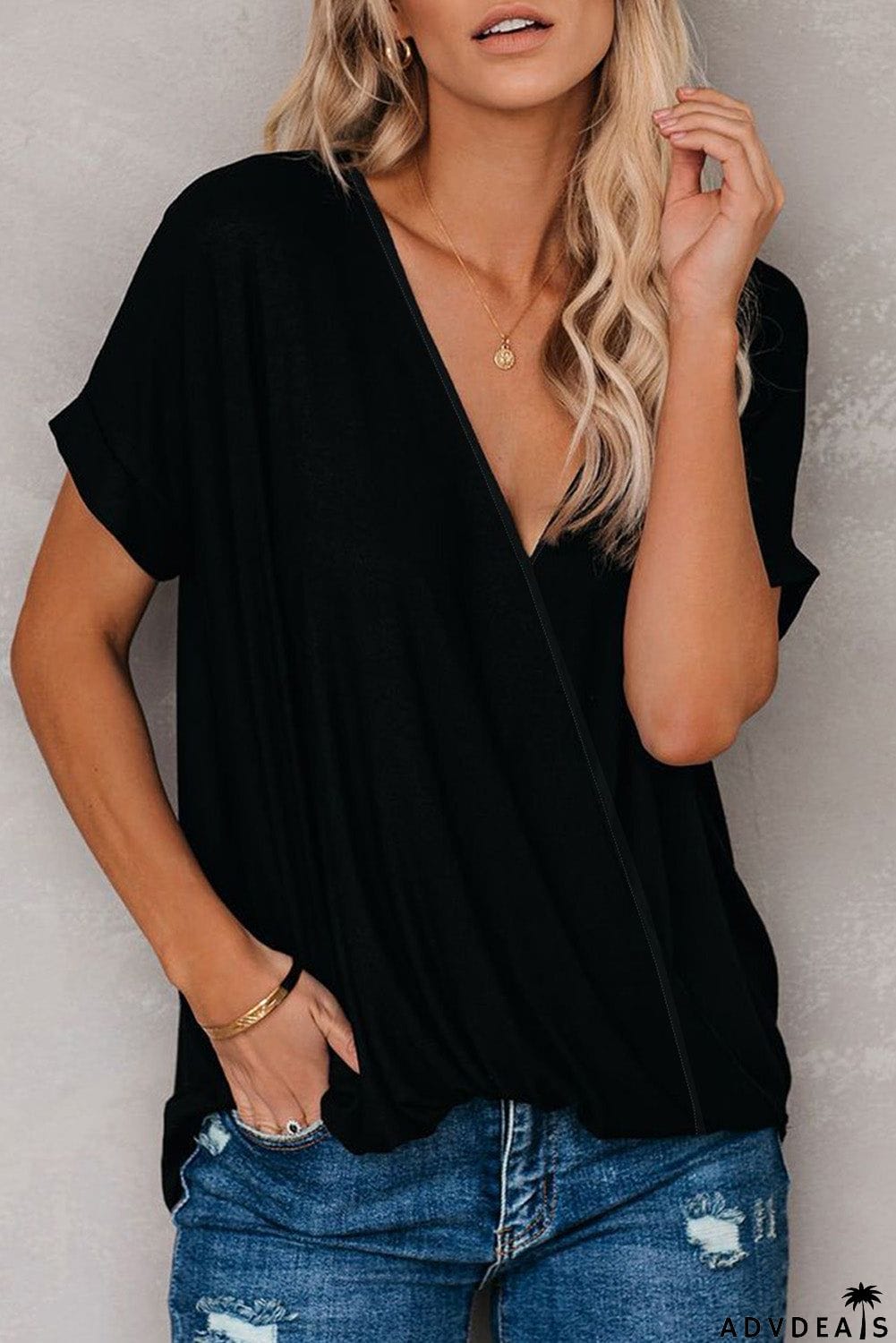 Short Sleeves Drape Knit Top