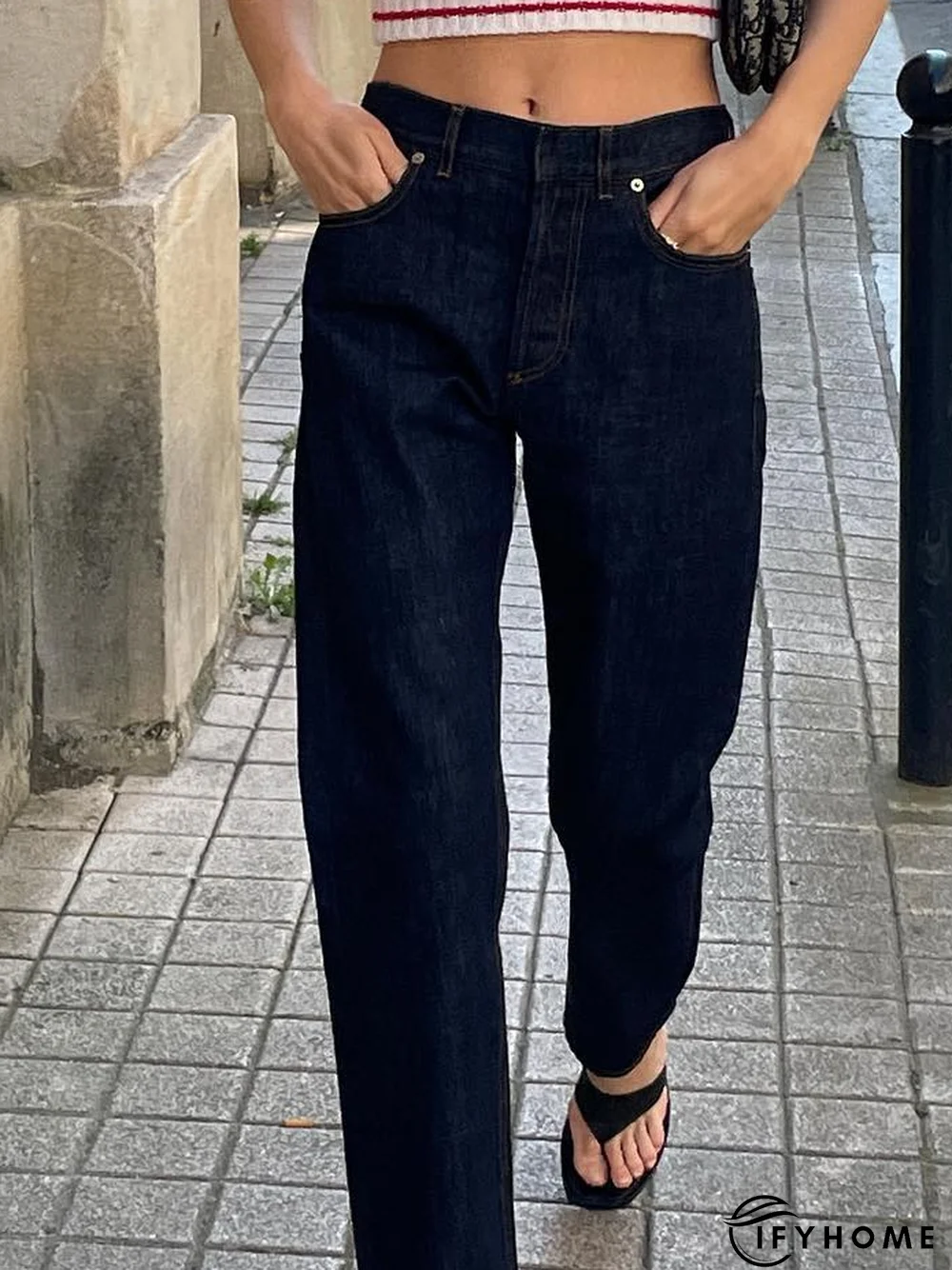 Metal Casual Plain Regular Fit Jeans | IFYHOME