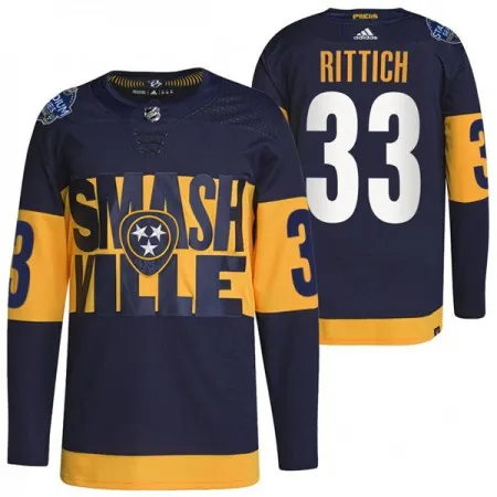 Men's Nashville Predators #33 David Rittich 2022 Navy Stadium Series  Player Stitched Jersey