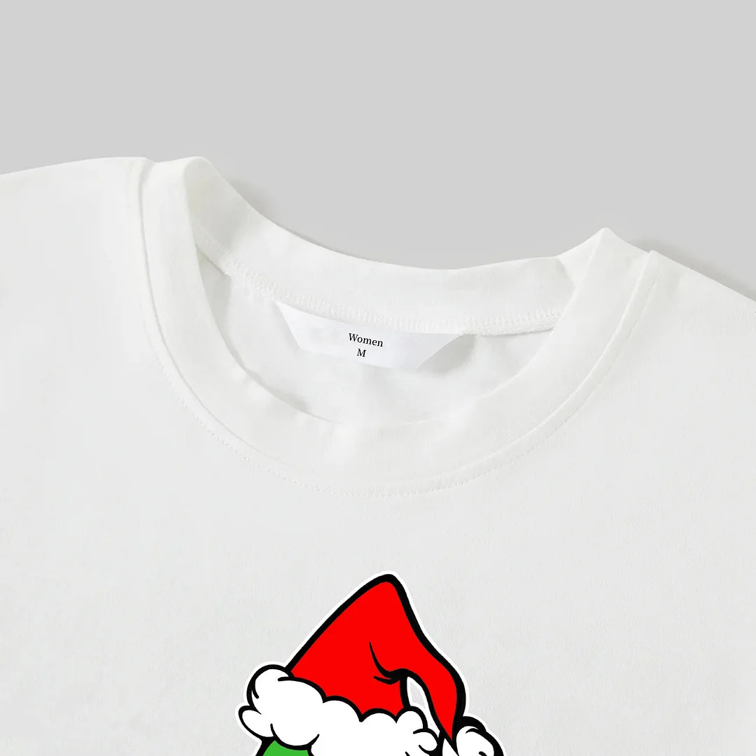 "Merry Christmas" Letter Print 2024 Green Elf Cartoon Pattern Contrast White Long Sleeve with Classic Red and Green Plaid Pants Family Matching Pajamas